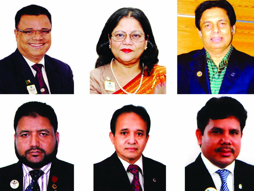 Clockwise from top: Ln MA Halim Patwary, Ln Kalpana Rajiuddin, Ln Rabiul Haque, Engr Mostafa Kamal, Ln Mirza Abdur Rahman and Ln Nazrul Islam Sikder.
