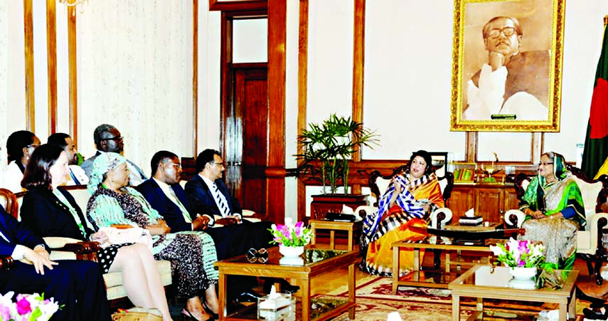 A delegation of representative who participated in the Commonwealth Parliamentary seminar in Dhaka called on Prime Minister Sheikh Hasina at Ganobhaban on Tuesday. Chairperson of Commonwealth Parliamentary Association (CPA) and Speaker Dr Shirin Sharmin C