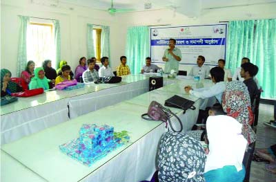 GAFRAGAON(Mymensingh): Ashraf Uddin Badal, Chairman, Gafargaon Upazila Parishad speaking at the concluding session of the 15- day-long training workshop on basic ICT training for women organised by Information and Communication Technology Department