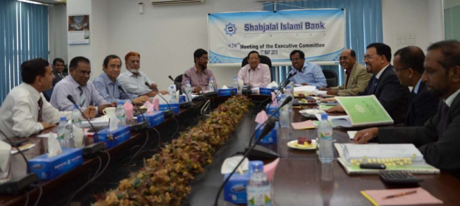 Akkas Uddin Mollah, Chairman of the Executive Committee of Shahjalal Islami Bank Limited, presiding over the 620th EC meeting at its head office recently.