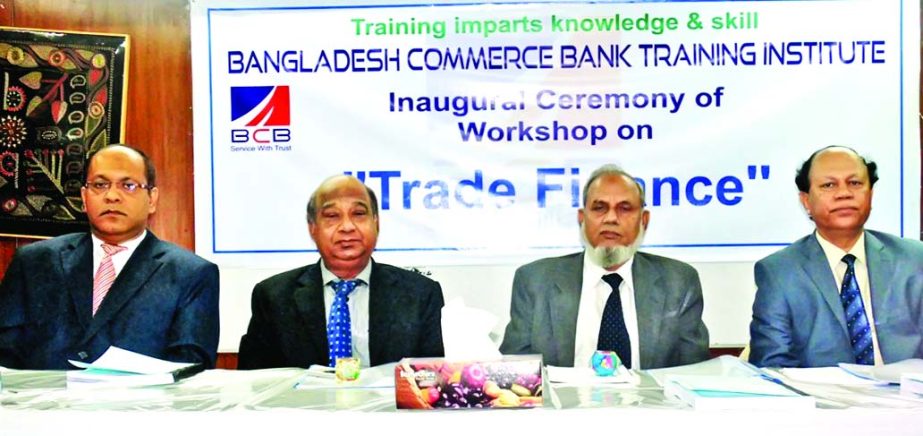 Md Yousuf Ali Hawlader, Chairman of the Board of Directors of Bangladesh Commerce Bank, inaugurating a training workshop on "Trade Finance" recently. Abu Sadek Md Sohel, Managing Director of the bank was present.