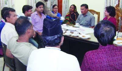 FENI: Members of Daghonbhuiyan Press Club seen in a view exchange meeting with high officials of upazila administration on Monday.