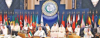 Kuwait's Emir Sheikh Sabah Al -Ahmed Al-Sabah chairs the opening ceremony of the 42nd session of the Council Foreign Ministers of the OIC at Bayan palace in Kuwait city on Wednesday.