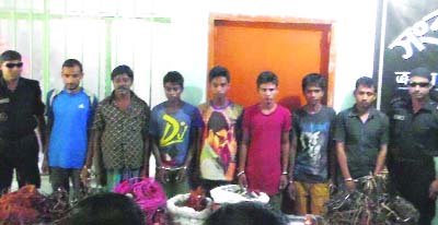 KISHOREGANJ: RAB- 14 in a series of special drive arrested 7 listed accused from different areas in Kishoreganj town on Monday.