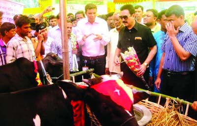 RANGPUR: State Minister for Local Government, Rural Development and Cooperatives Alhaj Mashiur Rahman Ranga visiting Livestock Technology Fair at Bhanga Bazar in Gangachara Upazila on Wednesday.