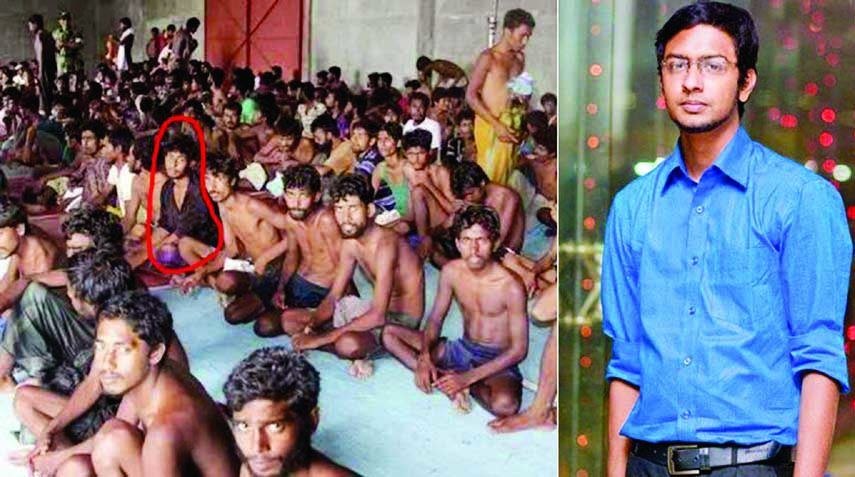 Missing Sabbir Hossain, student of AUST's CSE dept was spotted (Red Circle) among the rescued boat people in Indonesia.