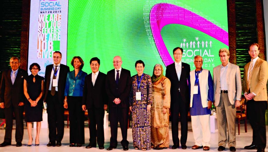 Marking the Social Business Day, Yunus Centre organised a seminar at the Bangabandhu International Conference Centre on Thursday. Among others Nobel Laureate Dr Muhammad Yunus and US Ambassador Marcia Stephenes Bloom Bernicat were present in the seminar.