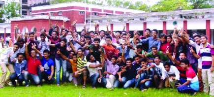 MYMENSINGH: Students of Mymensingh Zilla School and College rejoicing their victory after publishing SSC results yesterday . This college has topped 8th position under Dhaka Education Board .