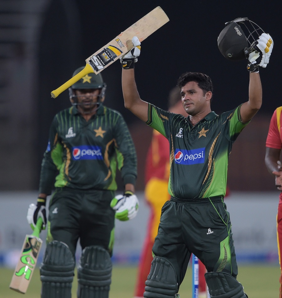 Azhar Ali acknowledges the crowd's after scoring his second ODI hundred in the second ODI between Pakistan and Zimbabwe in Lahore on Friday.