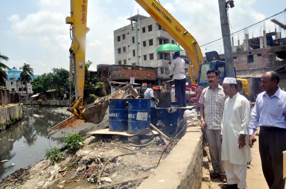 CCC Acting Mayor Lion Mohammed Hossain and CEO Kazi Shafiul Alam visiting Chaktai canal digging work yesterday