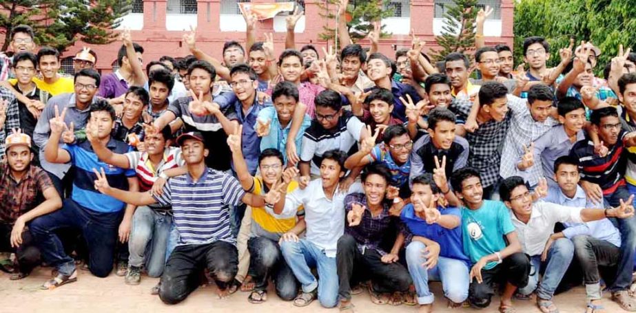 Students of Chittagong Collegiate School rejoicing victory as the College has secured first position in the SSC examination under Chittagong Education Board on Saturday.