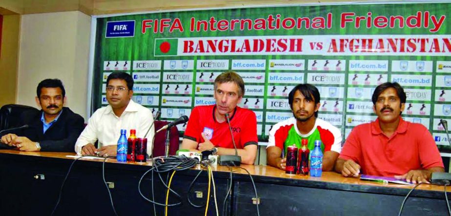 Head Coach of Bangladesh National Football team Lodewijk de Kruif addressing a press conference on Monday.