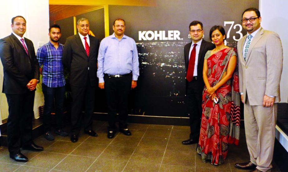Salil Sadanandan, Managing Director of KOHLER Kitchen and Bath, an America based company, inaugurating its first showroom in the city. Moshiur Rahman, Managing Director of Executive Lifestyle Limited, distributor of KOHLER's products in Bangladesh, was p