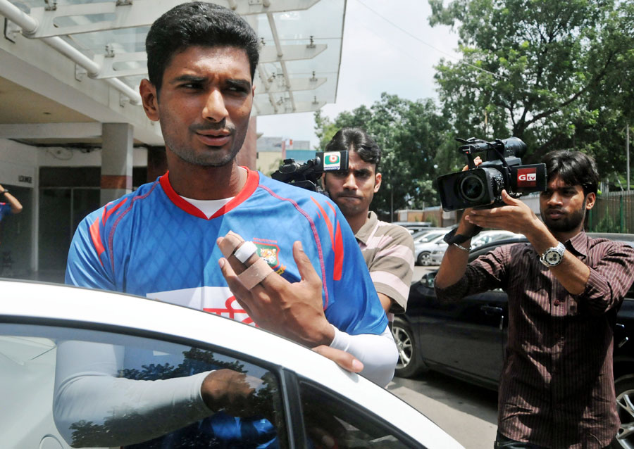 Mahmudullah fractured his left index finger during a training session at the Sher-e-Bangla Cricket Stadium, Mirpur on Thursday.