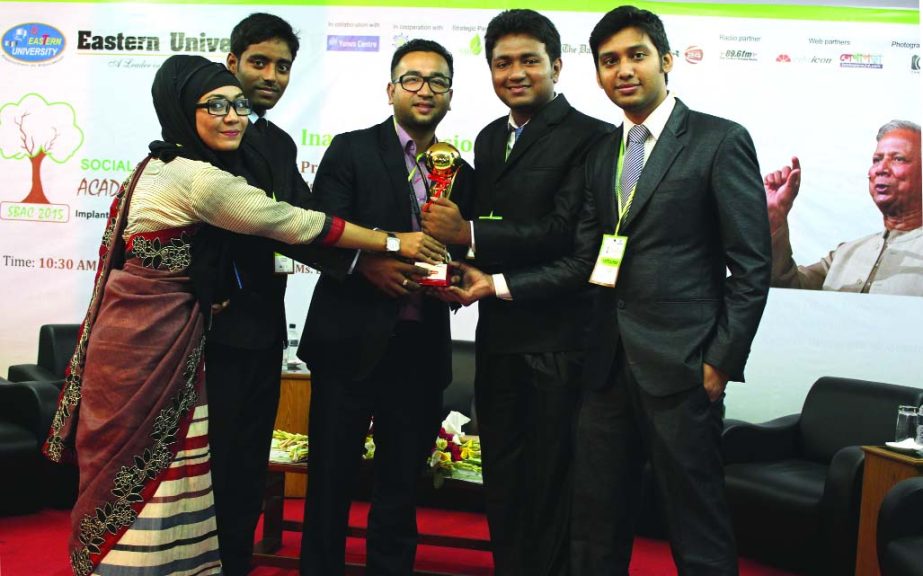 SEU team is seen at the 'Inter University Social Business Plan Competition' under 'Social Business Academic Conclave', organized by Eastern University in collaboration with Yunus Center recently.