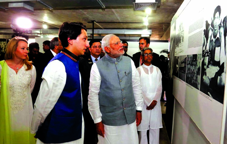 Indian Prime Minister Narendra Modi visits the Bangabandhu Memorial Museum in the city's 32, Dhanmondi on Saturday.