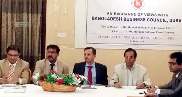 Chittagong business leaders exchange views with the executives of Bangladesh Business Council, Dubai in the city yesterday.