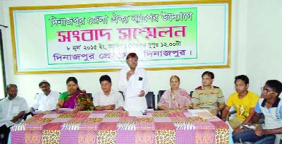 DINAJPUR: NAP leaders speaking at a press conference to press home their 12-point demands at Dinajpur Press Club organised by Dinajpur District NAP Alliance yesterday.