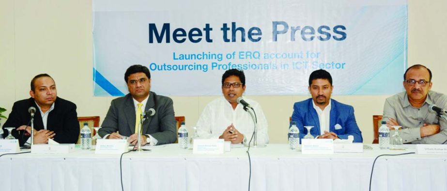 State Minister for Telecommunications Zunaid Ahmed Palak inaugurating ERQ account of Standard Chartered Bank and Bangladesh Association of Software and Information Services for outsourcing professionals in ICT sector on Monday.