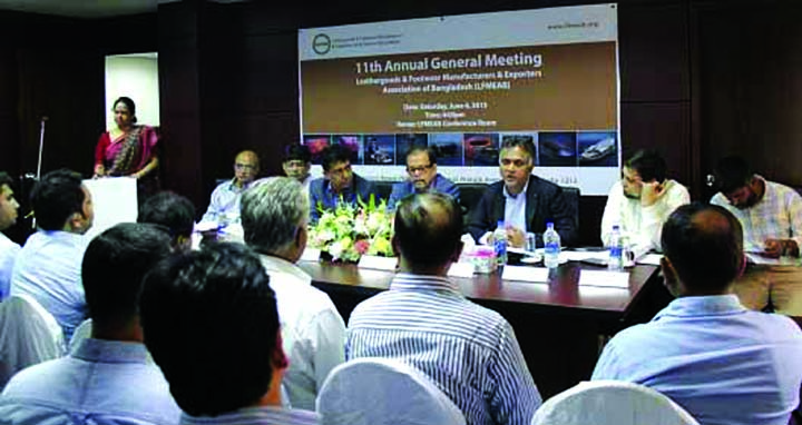 Syed Nasim Manzur, President of Leather Goods & Footwear Manufacturers & Exporters Association of Bangladesh, presiding over the 11th Annual General Meeting at its boardroom in the city on Saturday.