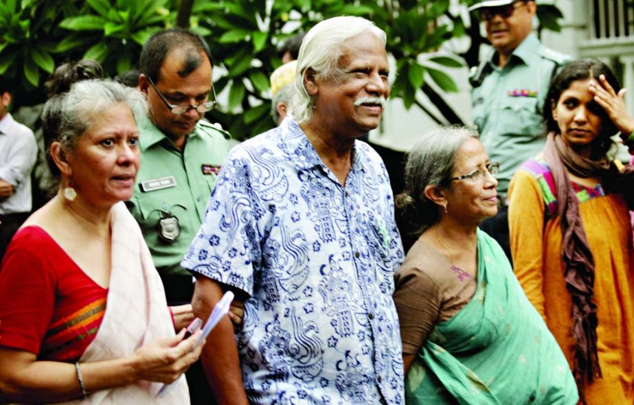 Dr Jafarullah is coming out of the court on Wednesday after serving one hour jail sentence awarded by the ICT over his statement on conviction of Dhaka-based British journalist David Bergman.
