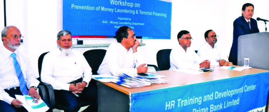 Md Anwarul Islam, Chief Anti Money Laundering and Compliance Officer of Prime Bank Ltd, inaugurating a daylong workshop on 'Prevention of Money Laundering & Terrorist Financing' at HR-TDC recently. Head of HR-TDC SVP Kamruzzaman Khairul Kabir delivered
