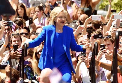 Former Secretary of State Hillary Clinton officially launches her campaign for the Democratic presidential nomination during a speech on Roosevelt Island on Sunday.