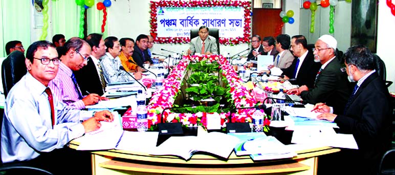 Md Yeasin Ali, Chairman of the Board of Directors of Bangladesh Development Bank Ltd, presiding over the 5th Annual General Meeting of the bank at its head office on Monday. Md Fazlul Haque, Additional Secretary, Bank and Financial Institutions Division,