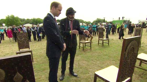 Prince William was shown an art installation commissioned to mark the anniversary