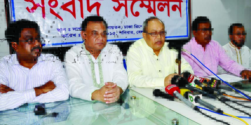 Speakers at a press conference on the recent situation of business organized by Bangladesh Shop Owners Association at Dhaka Reporters Unity on Saturday.