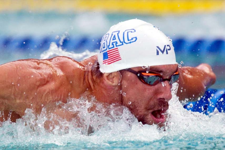 Michael Phelps competes in the men's 200m butterfly on day three of the Santa Clara Pro Swim Series at the George F. Haines International Swim Center on Saturday.