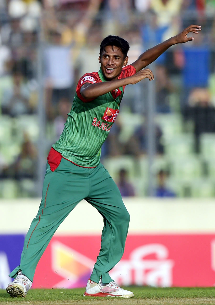 Mustafizur Rahman claimed six-wicket giving 43 runs against India in 2nd ODI at the Sher-e-Bangla National Cricket Stadium in Mirpur on Sunday.