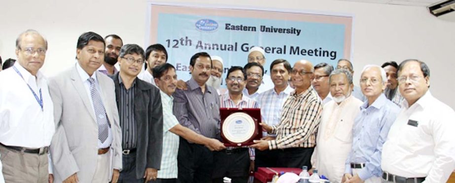 The newly elected chairman of the Board of Trustees of Eastern University is seen taking over the charges for 2015-16 after the AGM of the university held in the city recently.