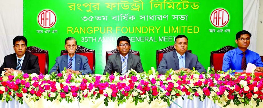 Lt Col Mahtabuddin Ahmed (Retd), Chairman of Rangpur Foundry Ltd, presiding over the 35th Annual General Meeting at a city Milonayatan on Thursday. The AGM approves 22 percent cash dividend for its shareholders for the year 2014.