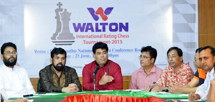 First Senior Additional Director of Walton FM Iqbal Bin Anwar Dawn speaking at a press conference at the conference room of Bangabandhu National Stadium on Thursday.