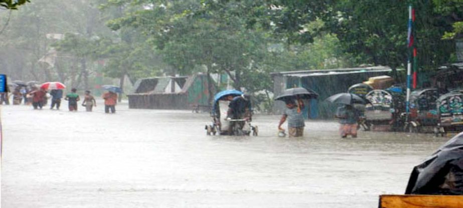 Patenga-EPZ areas in Chittaong were submerged due to heavy rain yesterday.