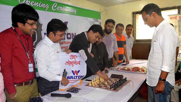 First Senior Additional Director of Walton FM Iqbal Bin Anwar Dawn formally opens the Walton International Rating Chess Competition at the Bangladesh Chess Federation hall-room on Saturday.