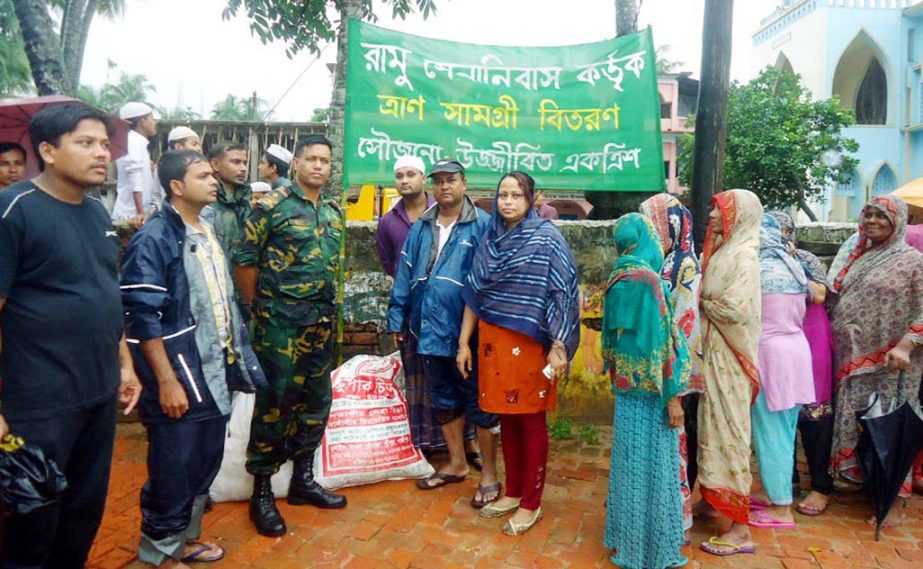 Bangladesh Army distributed relief goods among the flood affected people in Ramu.