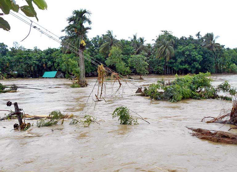 Fathekhali Buthpara village has been eroded as Bakkhali river dam collapsed recently.