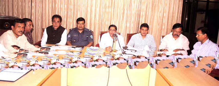 Deputy commissioner of Chittagong Mesbahuddin presiding over the meeting of Disaster Management Committee at Circuit House here on Sunday.
