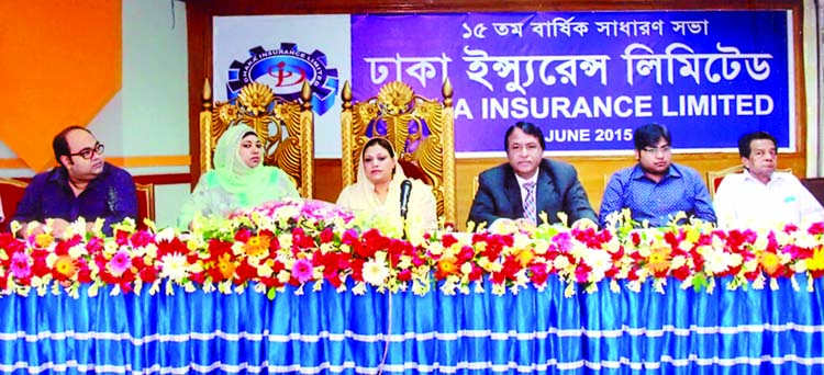 Hamida Rahman, Chairman of Dhaka Insurance Limited, presiding over the 15th Annual General Meeting at IDEB Bhaban in the city recently. The AGM approves 8percent cash and 7percent stock dividends for its shareholders for the year 2014.