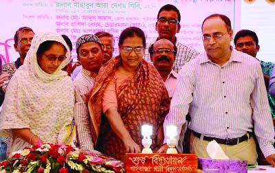 GAIBANDHA: Whip of the Jatiya Sangsad Mahabub Ara Begum MP inaugurating power connections at Sonaidanga village in Gaibandha Sadar upazila recently.