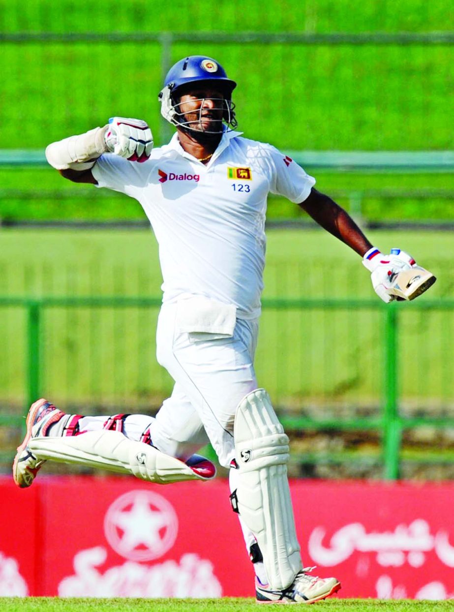 Dimuth Karunaratne got to his second Test century on the first day of the 3rd Test between Sri Lanka and Pakistan at Pallekele on Friday.