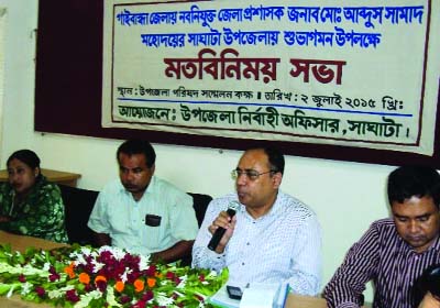 GAIBANDHA: Newly posted DC, Gaibandha Abdus Samad speaking at a view exchange meeting at Sakhata Upazial on Thursday.
