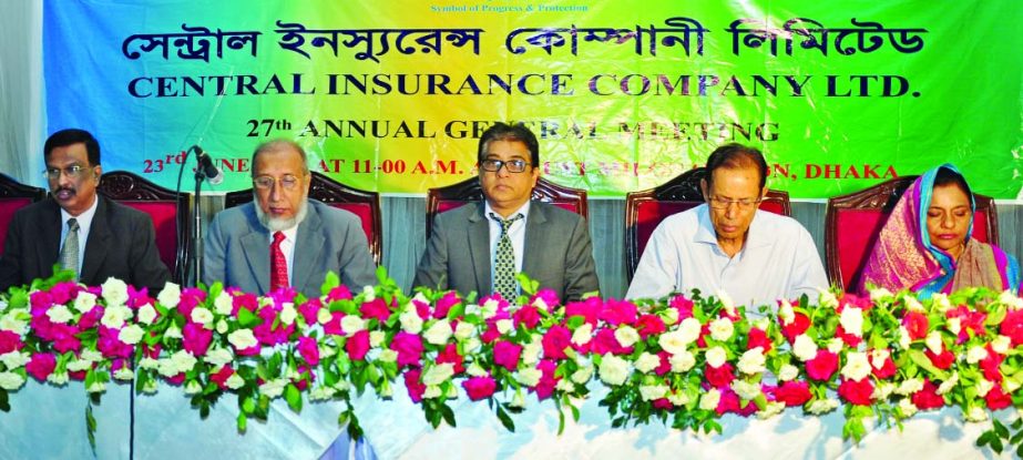 Md Nurul Islam, Chairman of Central Insurance Company Ltd, presiding over the 27th Annual General Meeting at Trust Milonayaton in the city. The AGM approves 7 percent cash and 8 percent stock dividend for its share holders fro the year 2014.