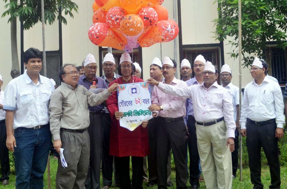 Prof Muhammad Mizanuddin, Vice Chancellor of Rajshahi University inaugurating the university's 62nd founding anniversary programmes on its campus on Tuesday.