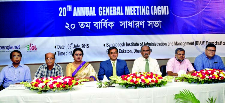 Sayeed Hossain Chowdhury, Chairman of Information Services Network Limited, presiding over the 20th Annual General Meeting of the company at BIAM Foundation in the city recently. Habibul Alam, Bir Pratik, Managing Director of ISN conducted.