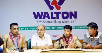 First Senior Additional Director of Walton Group F M Iqbal Bin Anwar Dawn addressing a press conference at the conference room of Bangabandhu National Stadium on Wednesday.