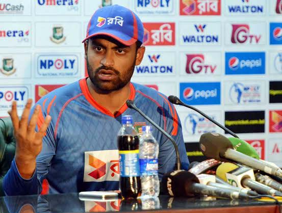 Bangladeshi opening batsman Tamim Iqbal talking to media after practice session at the Sher-e-Bangla National Cricket Stadium on Wednesday.