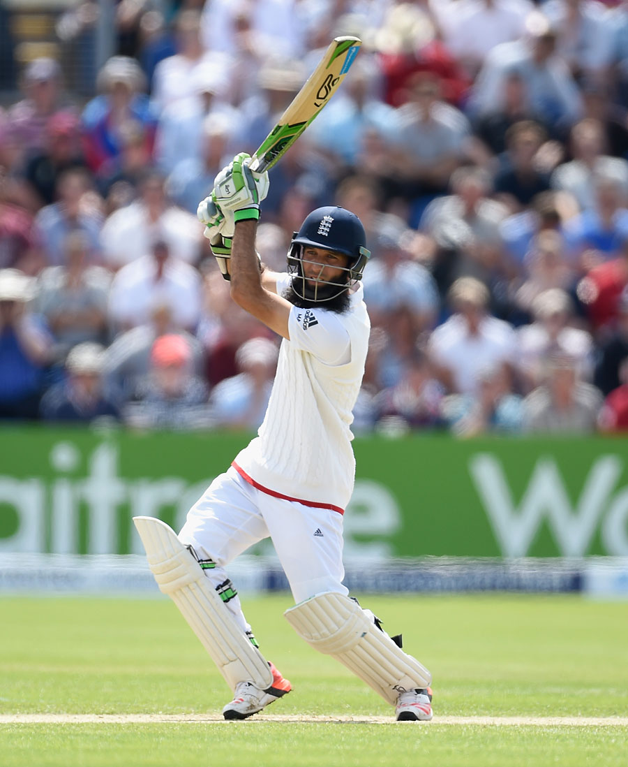 Moeen Ali struck 11 boundaries in his 77 on the 2nd day of 1st Investec Ashes Test between England and Australia at Cardiff on Thursday.